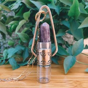 Roadkill Gems Super 7 Brass Rollerball Necklace